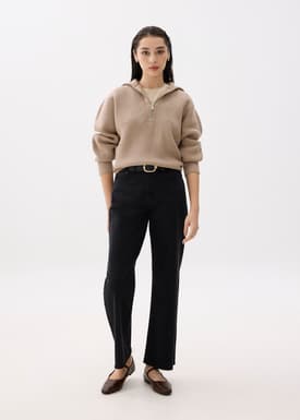 Relaxed Half Zip Knit Sweater