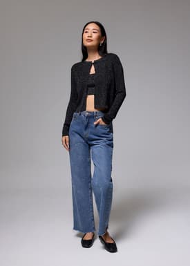 Crop Round Neck Knit Cardigan