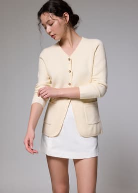 V-neck Long Knit Cardigan