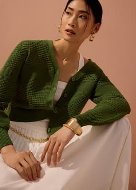 Relaxed Pointelle Knit Cardigan