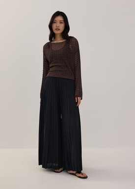 Openwork Knit Drop Shoulder Sweater