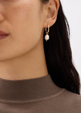 Metal Pearl Dangling Hoop Earrings