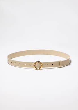 Round Buckle Vegan Leather Belt