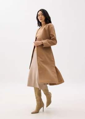 V-neck Straight Front Wrap Coat