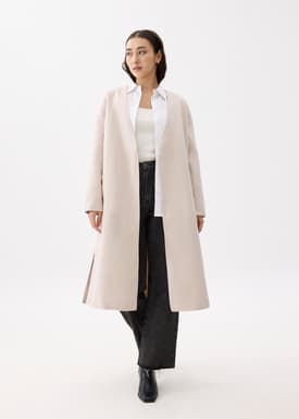 V-neck Straight Front Wrap Coat