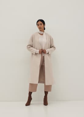 V-neck Straight Front Wrap Coat