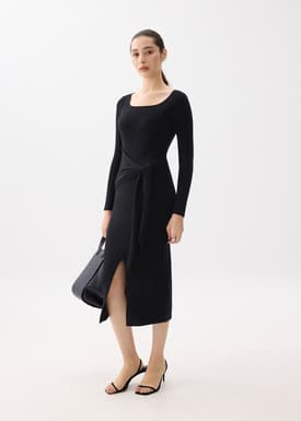 Knit Square Neck Bodycon Midaxi Dress