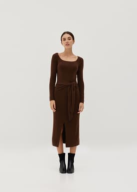 Knit Square Neck Bodycon Midaxi Dress