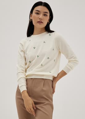 Embroidered Floral Knit Sweater