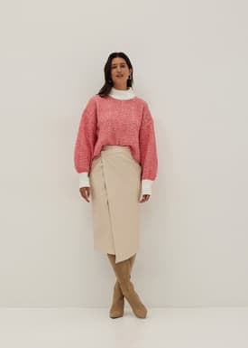 Turtle Neck Puff Sleeve Knit Sweater