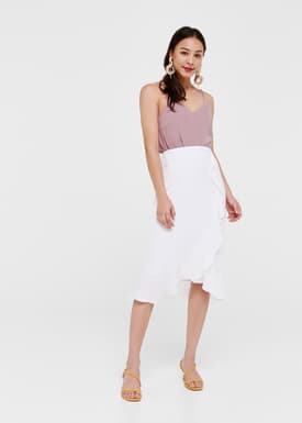 Elara Cascade Ruffle Midi Skirt