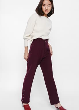 Paccina Side Button High Waist Pants