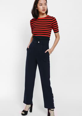 Paccina Side Button High Waist Pants