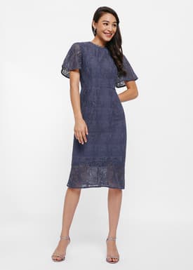 Marlette Lace Panel Midi Dress