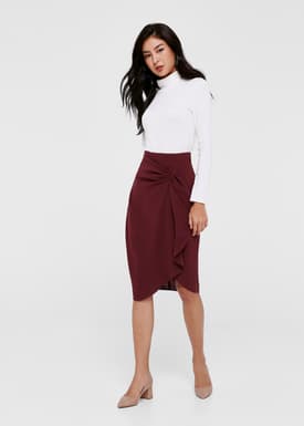 Suzan Cascade Midi Pencil Skirt
