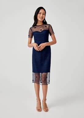 Alisha Lace Overlay Pencil Dress