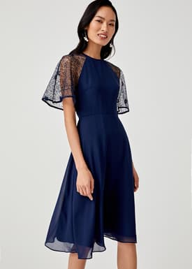 Lillian Lace Sleeve Midi Dress