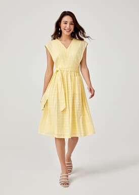 Ashtyn Broderie Anglaise Sash Tie Midi Dress