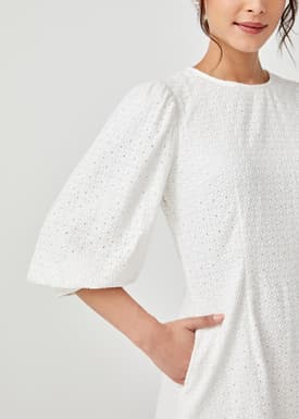 Doanne Broderie Anglaise Puff Sleeve Dress
