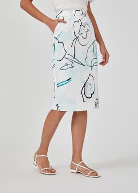 Jenessa Printed Pencil Skirt in Floral Dreamscape
