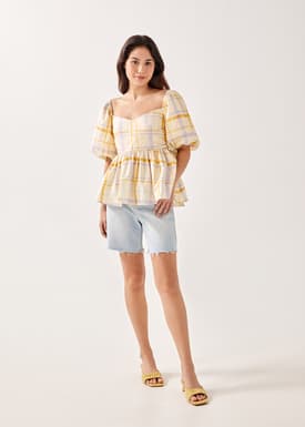 Caraway Gingham Babydoll Top