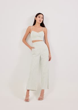 Riella Gingham Bustier Padded Crop Top