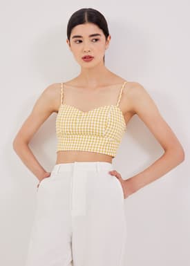 Riella Gingham Bustier Padded Crop Top