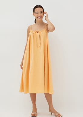 Vinny Textured Tie Front Trapeze Dress