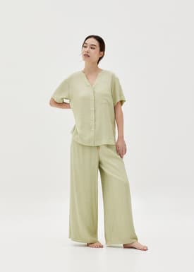 Izabela Textured Notch Neck Lounge Shirt