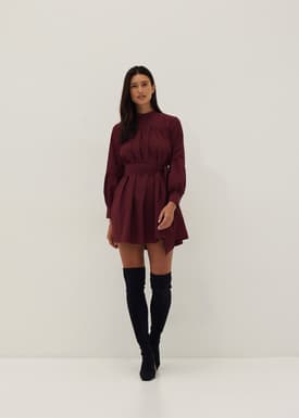 Tanisha Blouson Sleeve Ruched Babydoll Dress