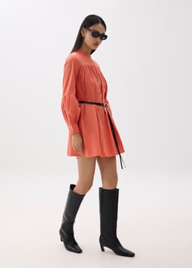 Tanisha Blouson Sleeve Ruched Babydoll Dress