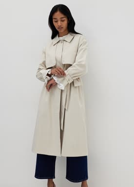 Cotton A-line Trench Coat