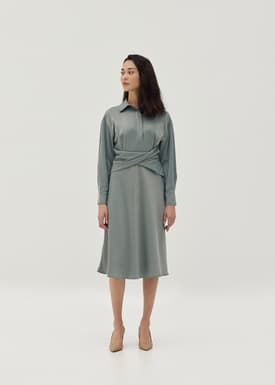 Simone Twist Front Satin Dress