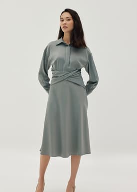 Simone Twist Front Satin Dress