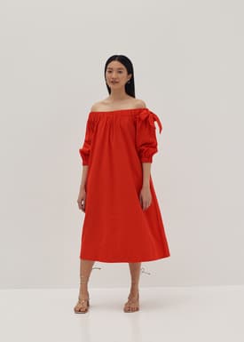 Chantal Elastic Off Shoulder Trapeze Dress