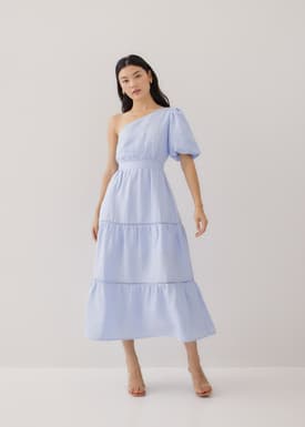 Niegel Tiered Toga Puff Sleeve Dress