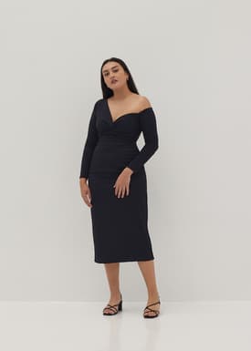 Wendy Textured Back Slit Pencil Skirt