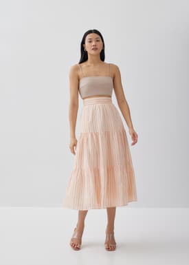 Chienna Striped Broderie Tiered Skirt