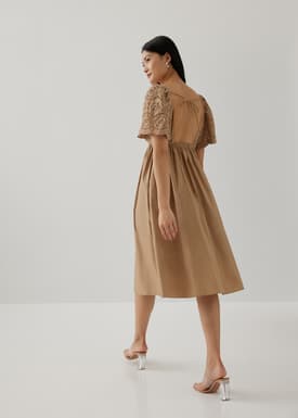 Gwen Padded Broderie Sleeve Dress