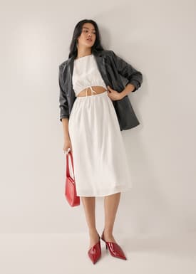 Salome Elastic Reversible Flare Midi Dress
