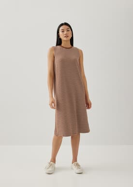 Davika Striped Jersey Drape Column Dress
