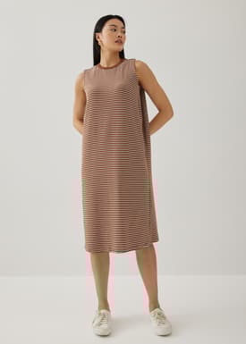 Davika Striped Jersey Drape Column Dress