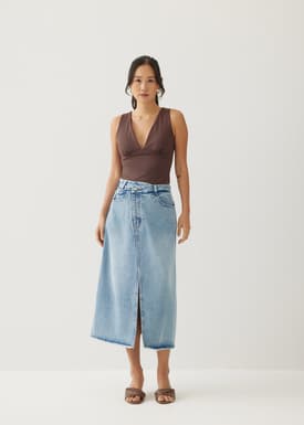 Creole Denim A-line Midi Skirt