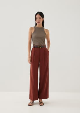 Gretal Tailored Pleated Straight Leg Pants