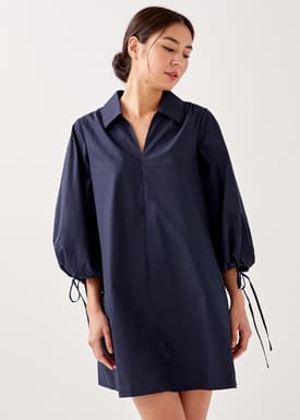 Kalista Drawstring Puff Sleeve Shirt Dress