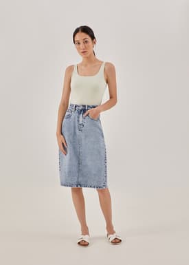 Kacey Classic Denim Pencil Skirt