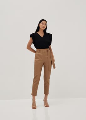 Vegan Leather Peg Leg Trousers
