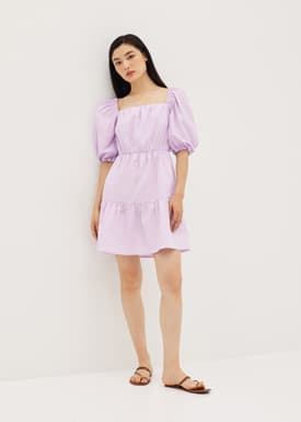 Andra Ruched Puff Sleeve Dress