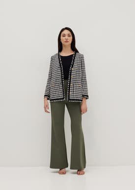 Bellona Houndstooth Collarless Blazer