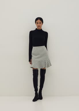 Tweed Ruffle Mini Skirt